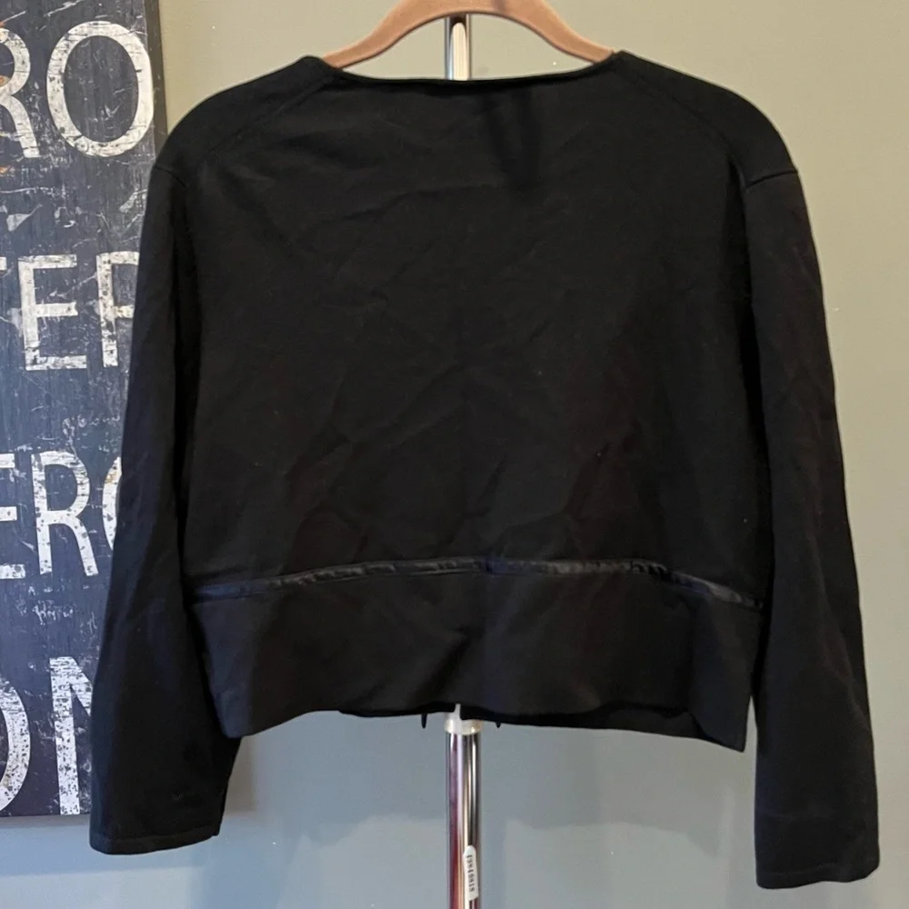 🎭🍕🪻Donna Ricco cardigan sweater front tie black large balletcore CLOSEOUT